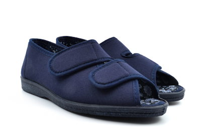 Sleepers Womens Wide Fit Washable Peep Toe Slippers Navy (EE Fitting)